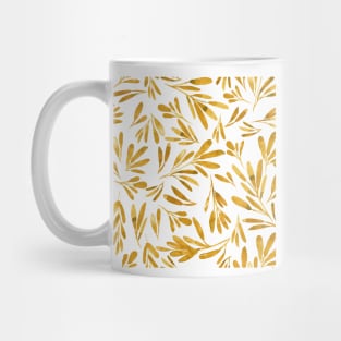 Abstract dark yellow leaves, watercolor pattern illustration Mug